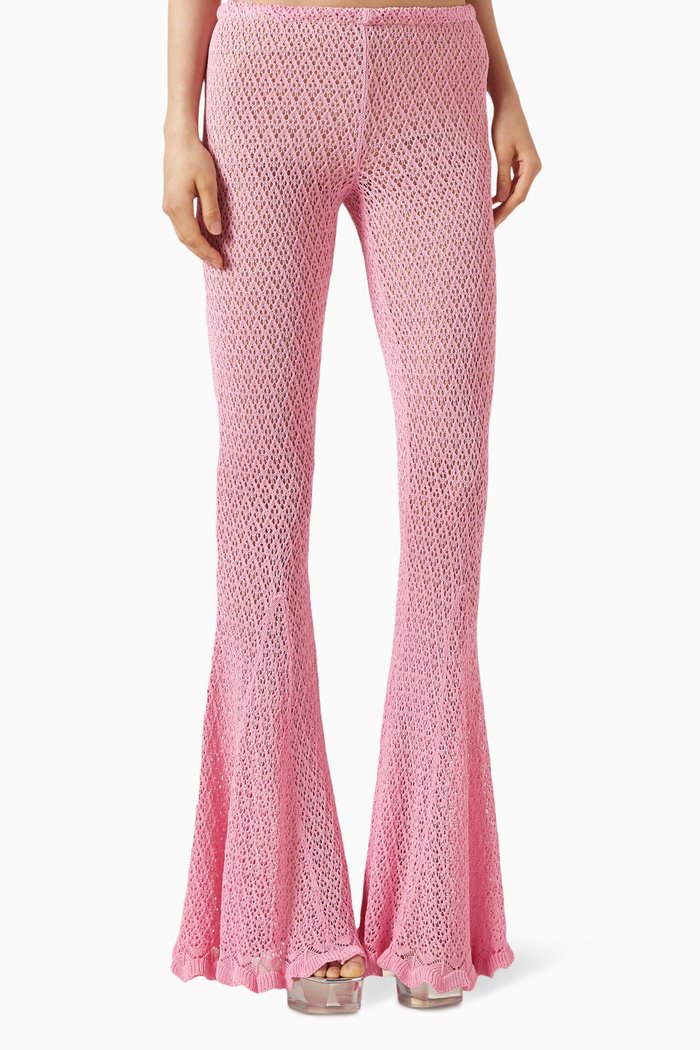 

Bell-Bottom Pants in Viscose, Pink