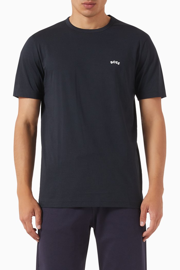 

Curved Logo T-shirt in Organic Cotton, Blue