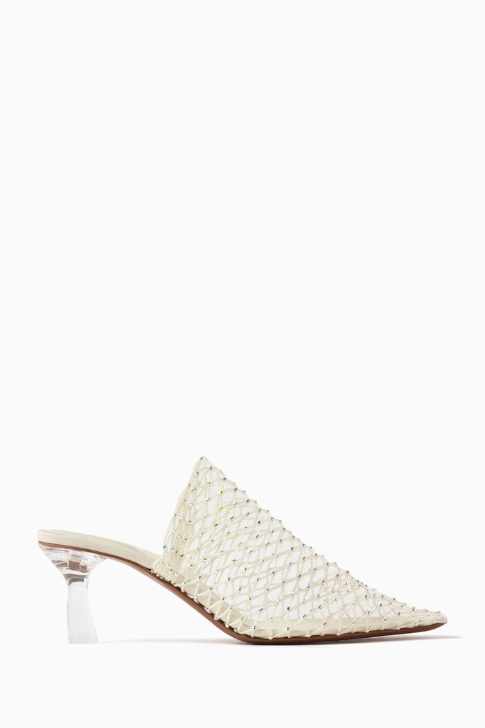 

Bophy 65 Crystal Cage Mules in Nylon & Leather, Neutral