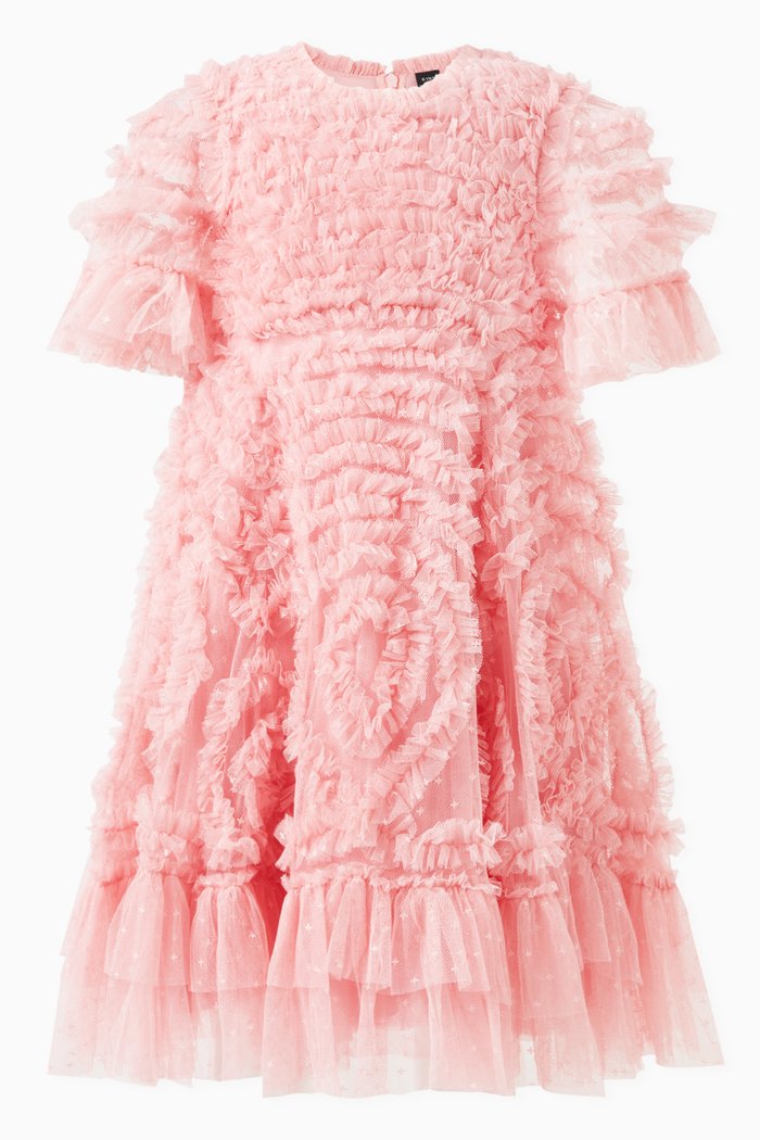 

Verity Ruffle Dress in Tulle, Pink