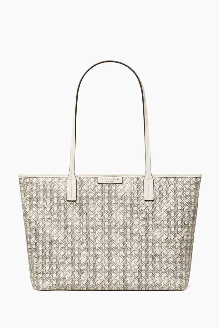 

Small Ever-ready Zip Tote Bag in Coated-canvas, White