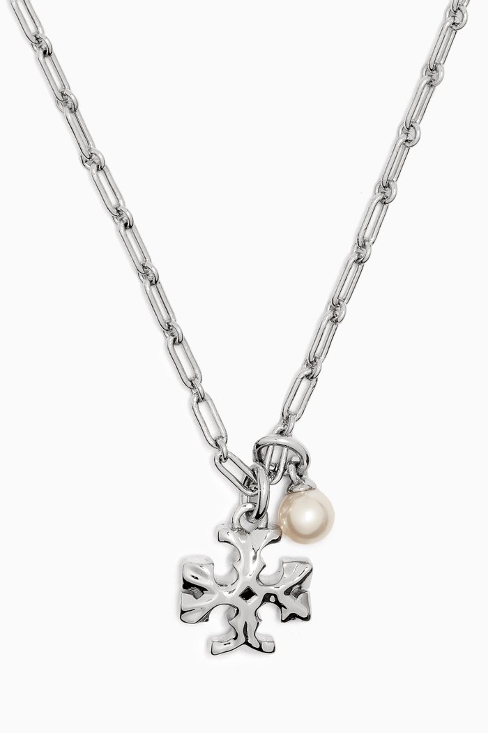 

Thin Roxanne Pendant Necklace in Silver-plated Brass, Multicolour