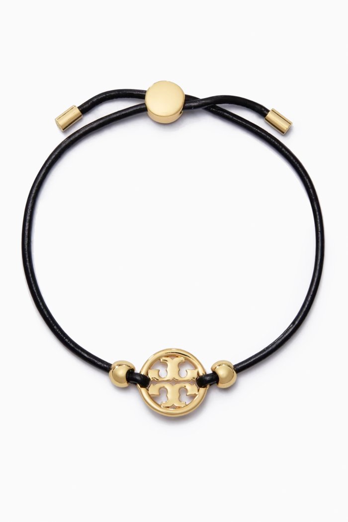 

Miller Slider Bracelet in Gold-plated Brass & Leather, Black