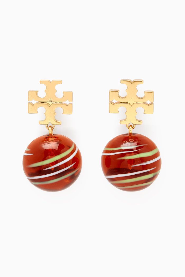 

Small Roxanne Drop Earrings in Brass, Orange
