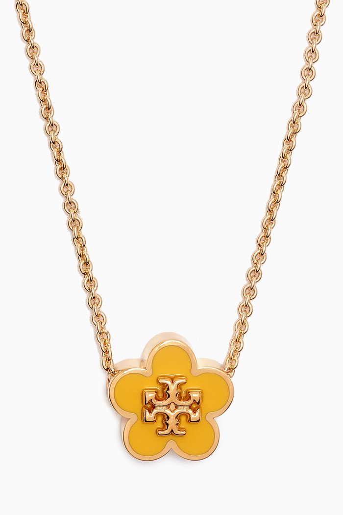 

Kira Flower Enamel Pendant Necklace in Gold-plated Brass