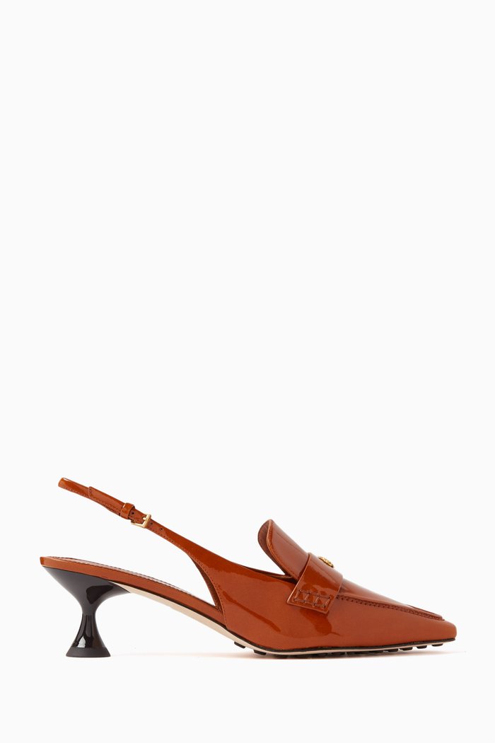 Pointed Slingback 55 Pumps in Patent-leather, Brown