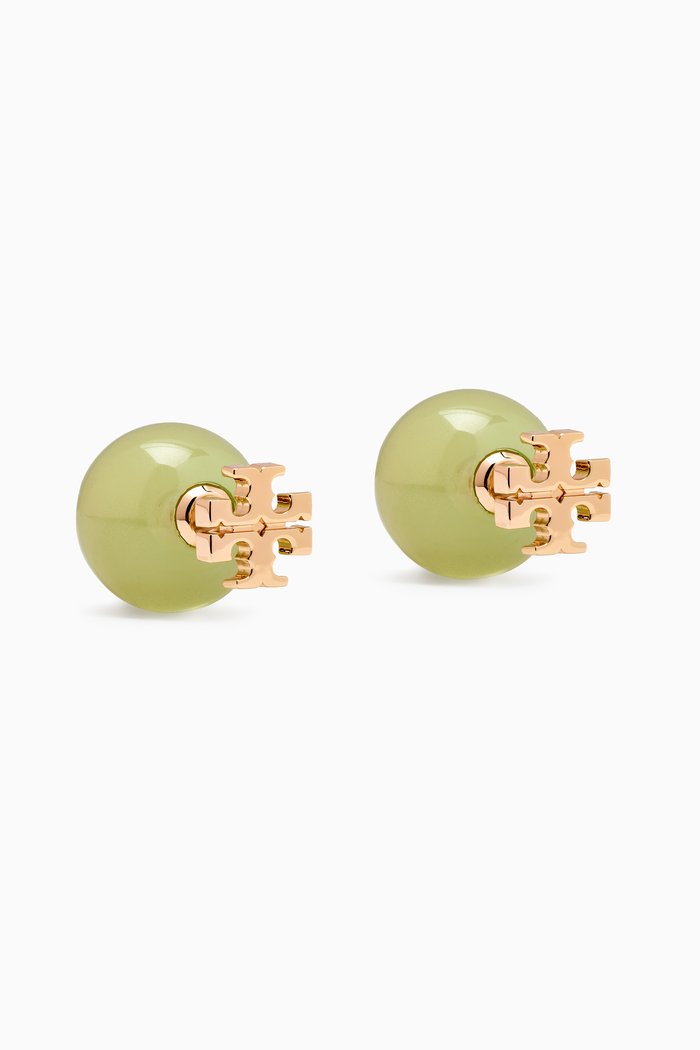 

Resin Logo Double-stud Earrings in Gold-plated Brass