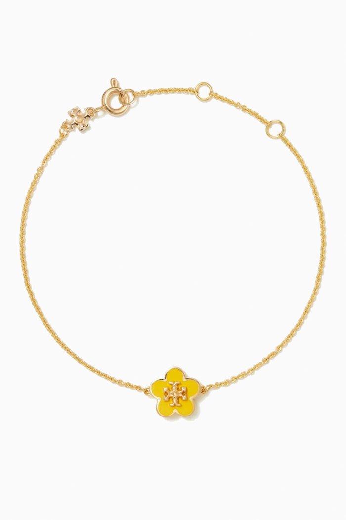 

Kira Flower Enamel Pendant Bracelet in Gold-plated Brass