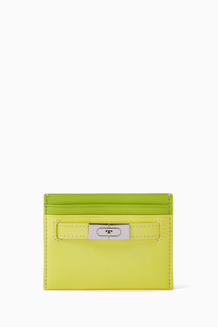 T Card Case in Leather, Yellow