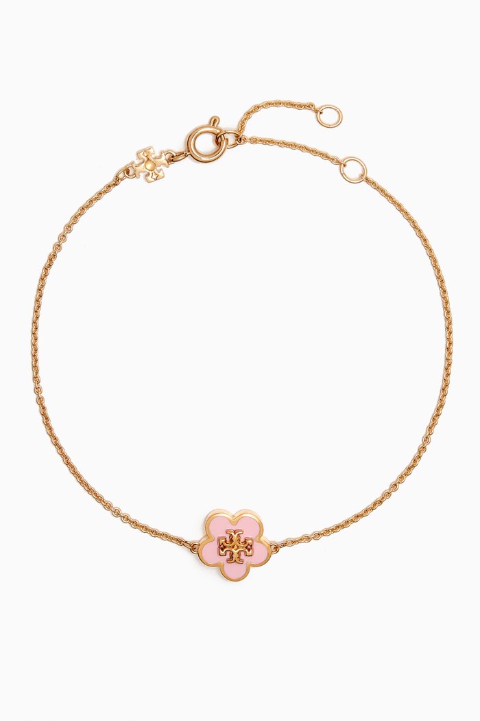 

Kira Flower Enamel Pendant Bracelet in Brass, Gold