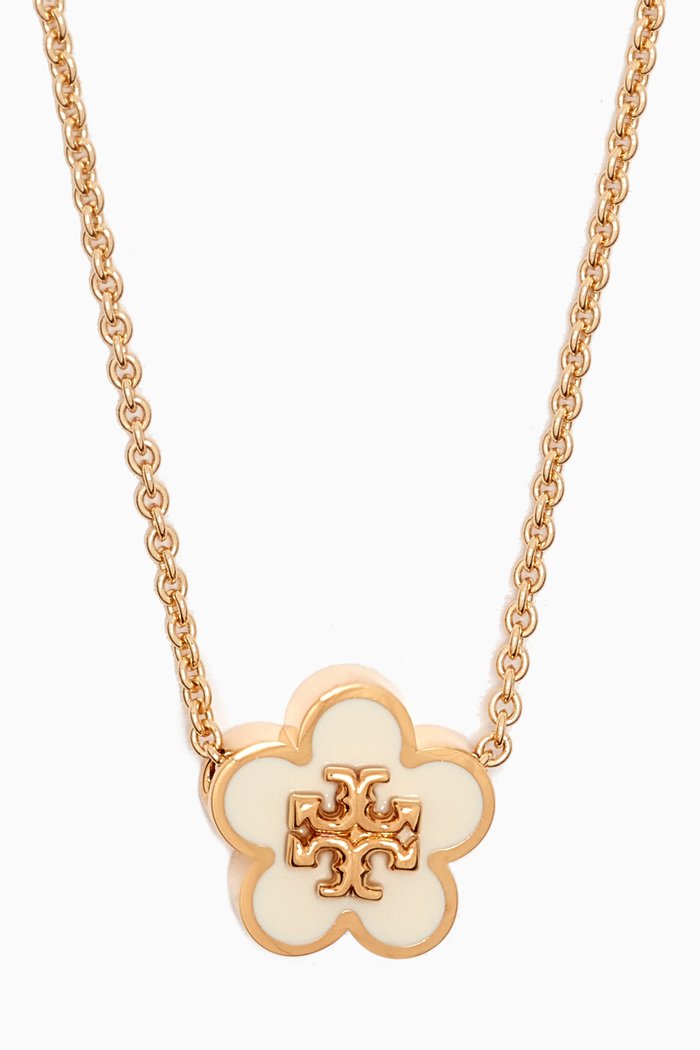 

Kira Flower Enamel Pendant Necklace in Gold-plated Brass