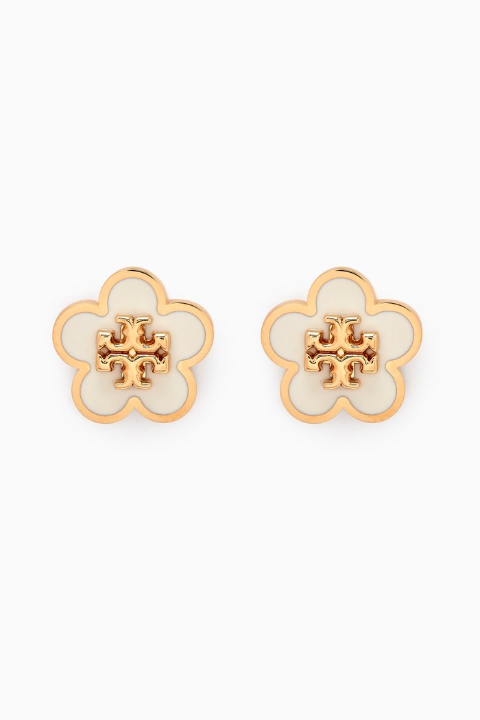 

Kira Flower Enamel Stud Earrings in Gold-plated Brass