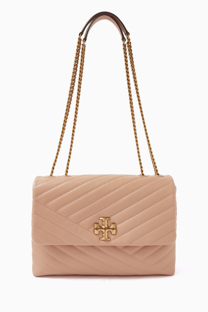

Kira Convertible Quilted Shoulder Bag in Leather, Neutral