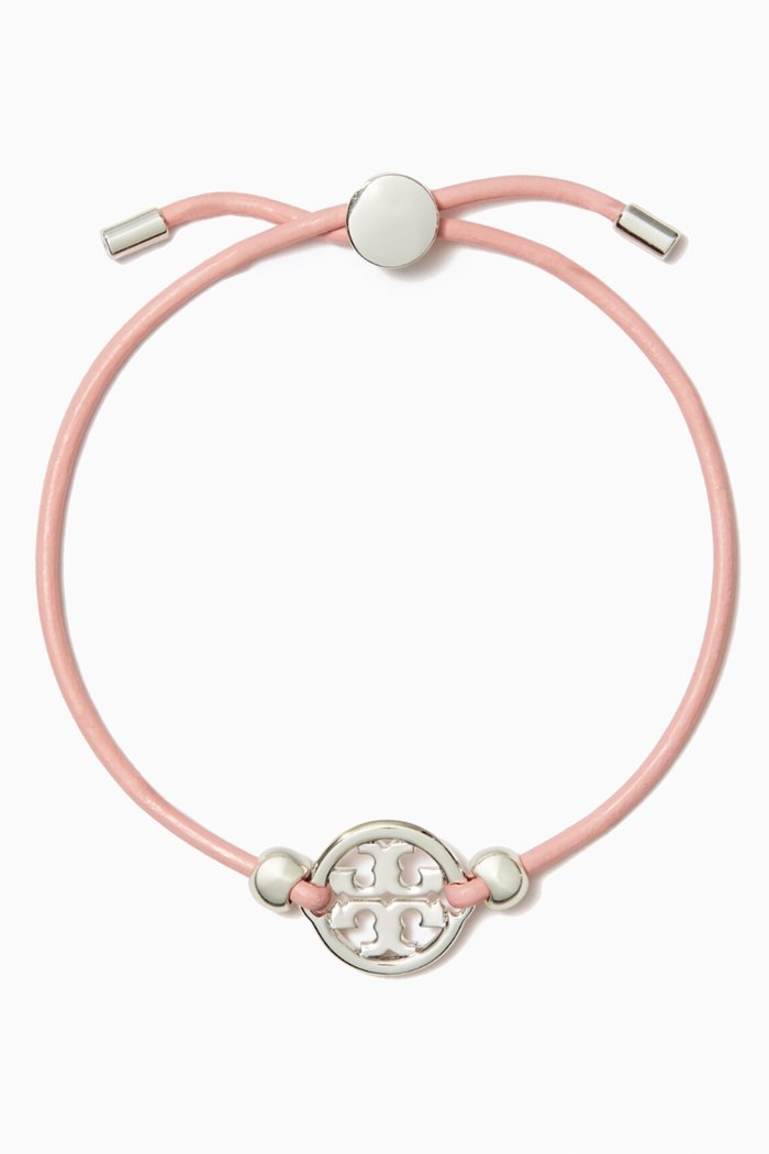 

Miller Slider Bracelet in Brass & Leather, Pink