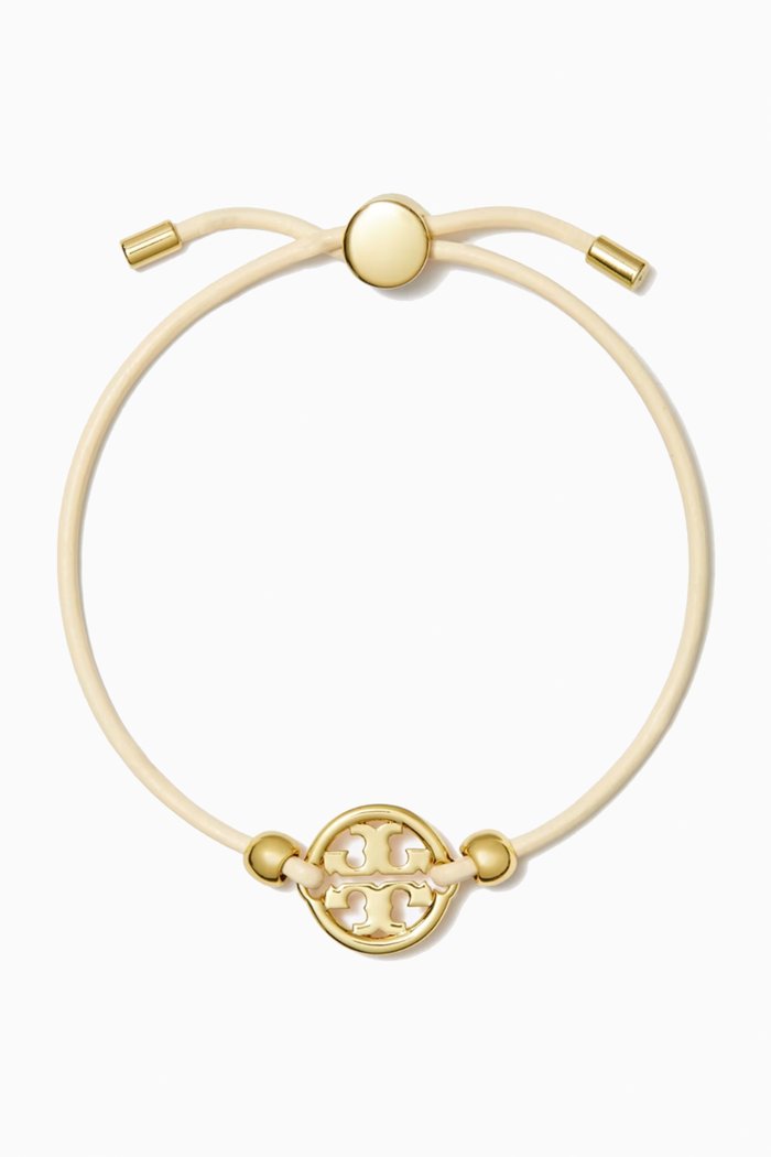 

Miller Slider Bracelet in Gold-plated Brass & Leather, White