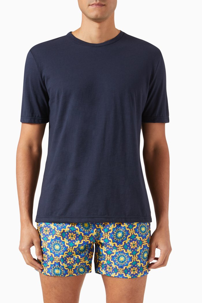 

Stromboli Short Sleeved T-shirt in Linen, Blue