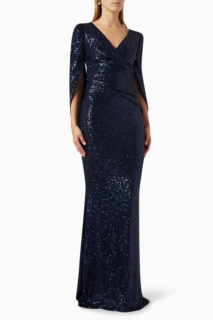 

Micro Sequin Gown, Blue
