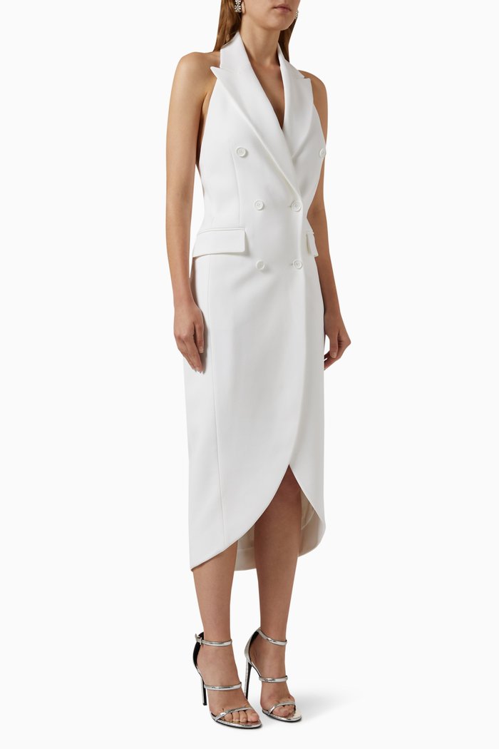 

Sable Tuxedo Dress in Cotton, White