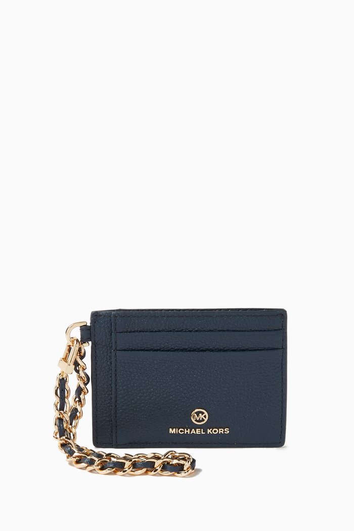 

Jet Set Charm Chain Card Case in Leather, Blue
