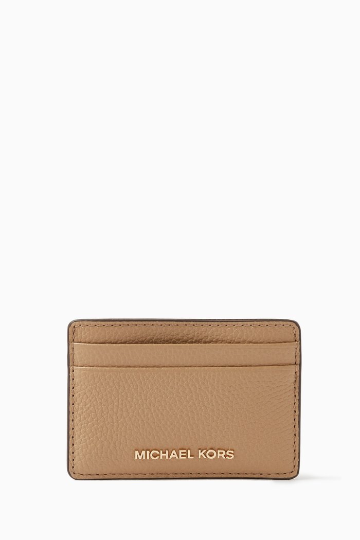 

Jet Set Card Holder in Pebbled Leather, Brown