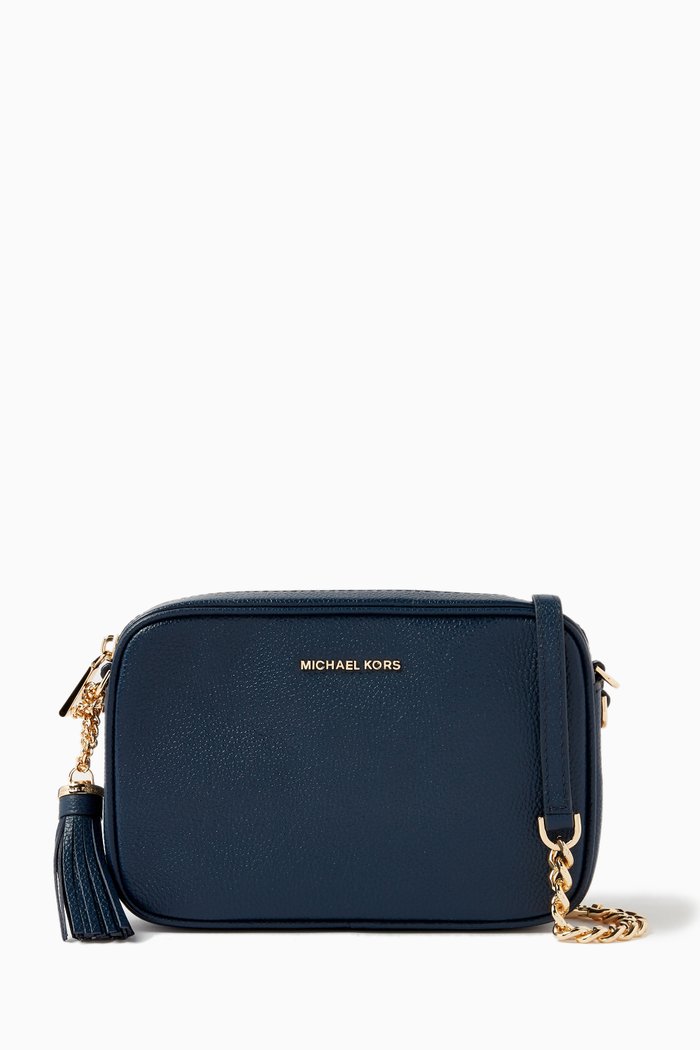 

Ginny Crossbody Bag in Pebbled Leather, Blue