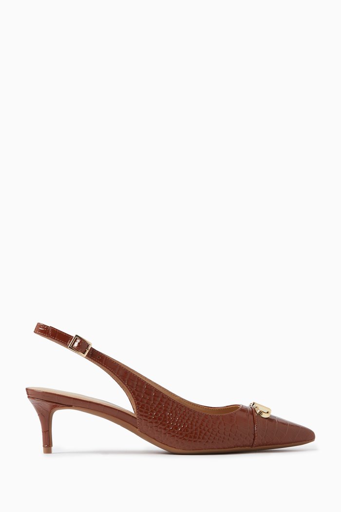 

Parker Flex 50 Logo Pumps in Crocodile-embossed Leather, Brown