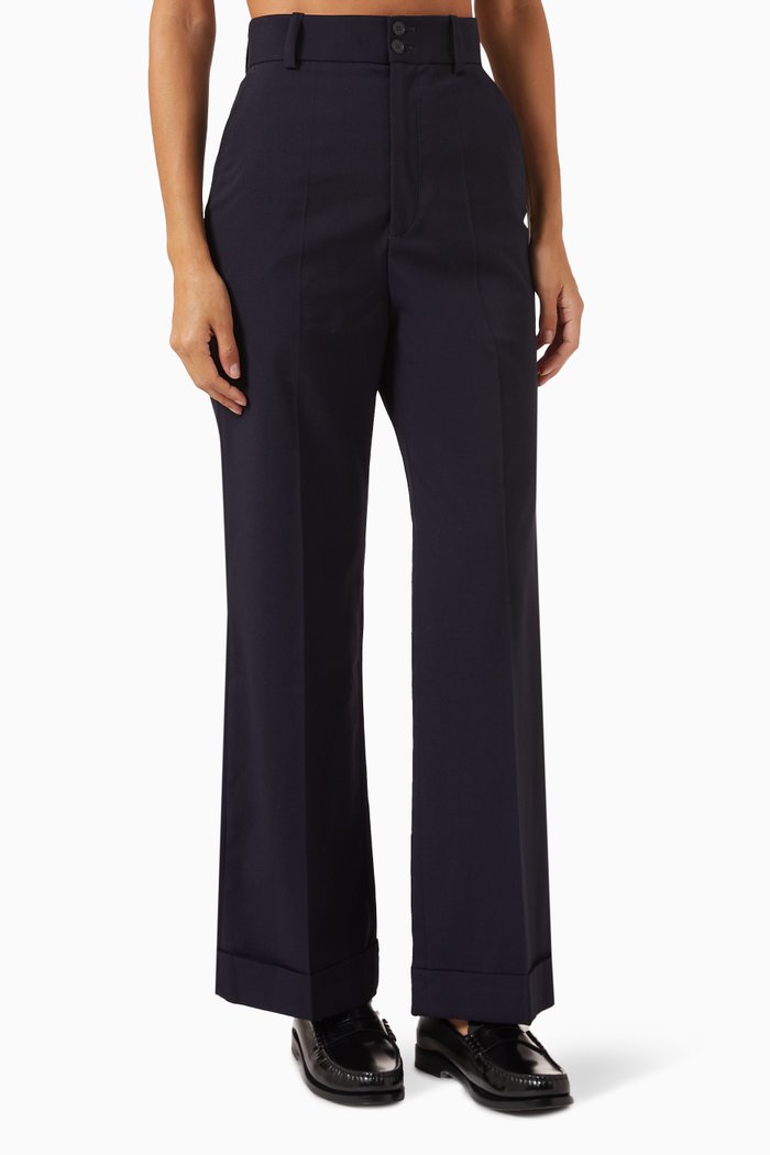 

Piano Straight-leg Pants in Viscose-blend, Blue
