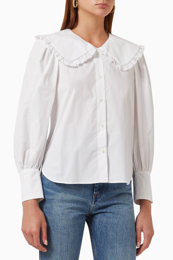 

Alda Oversized Collar Shirt in Cotton, White