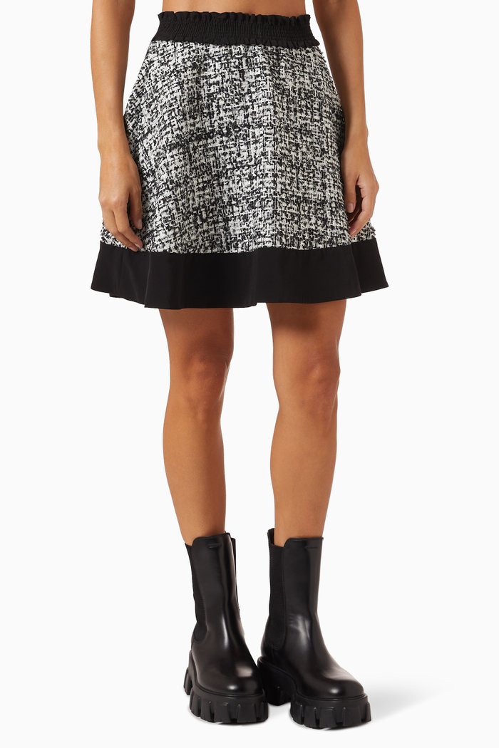 

Malina Skater Mini Skirt in Tweed, Black