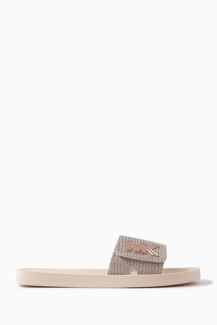 

MK Chain Slides in Rubber, Gold