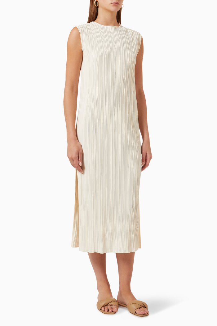 

Melanie Pleated Midi Dress, Neutral