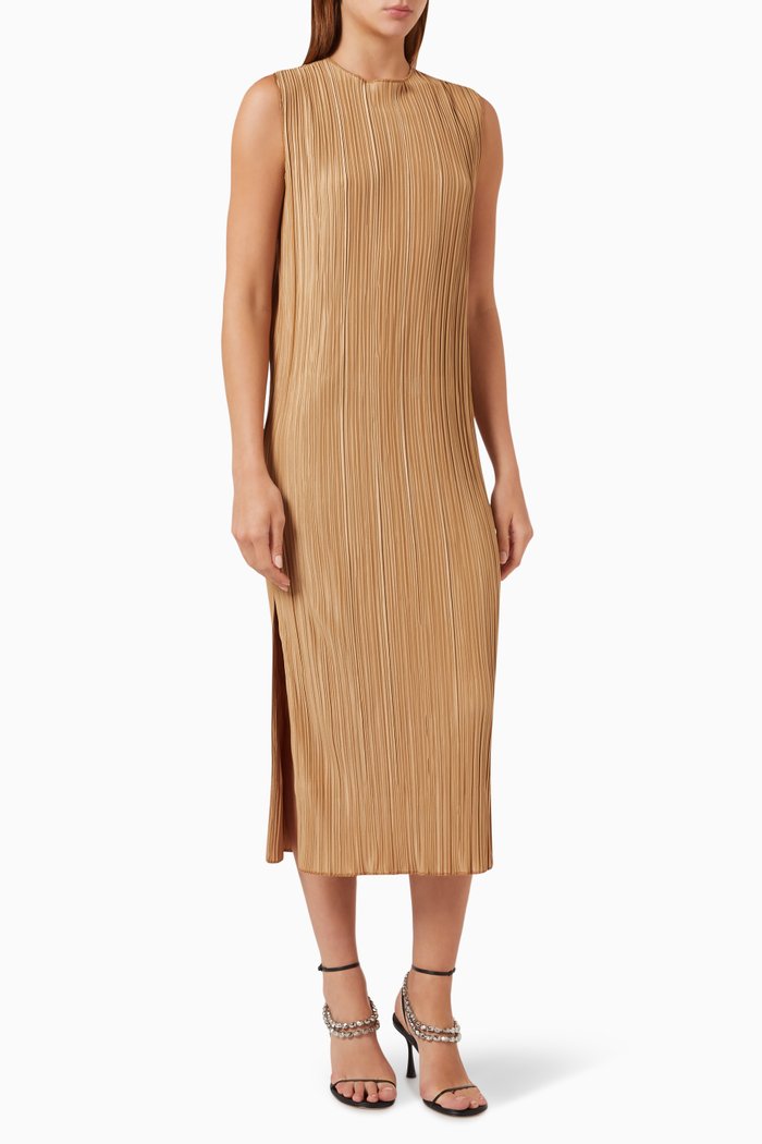 

Melanie Pleated Midi Dress, Brown