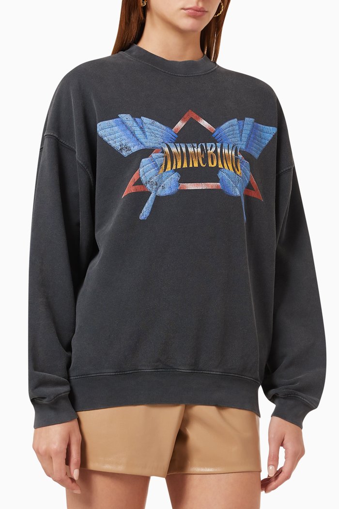 

Harvey Butterfly Sweatshirt in Organic Cotton-terry, Black