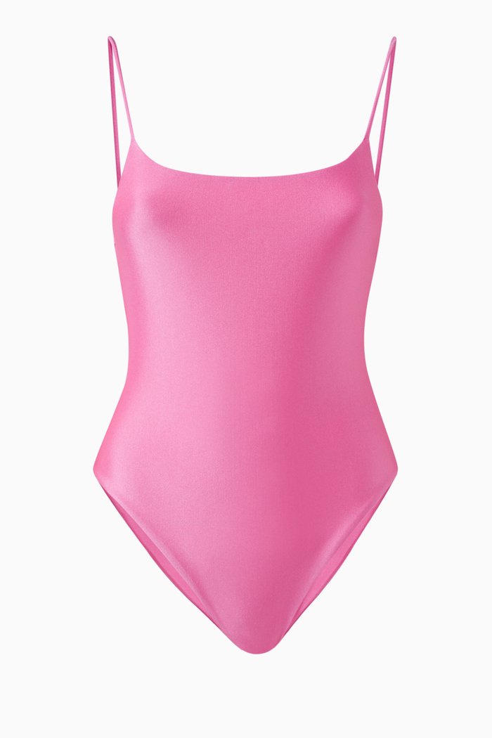 

Trophy Plunging Back One-piece Swimsuit, Pink