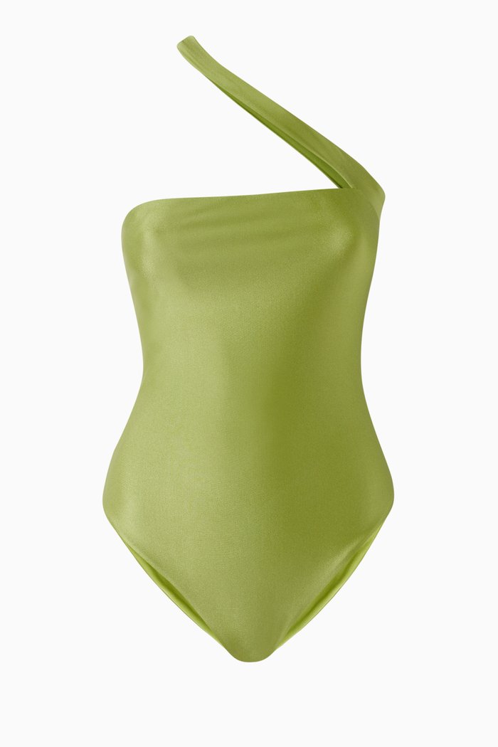 Halo Open Back One-piece Swimsuit, Green