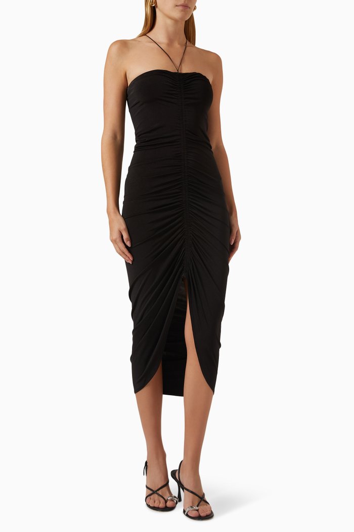 

Elisa Ruched Midi Dress in Stretch-jersey, Grey