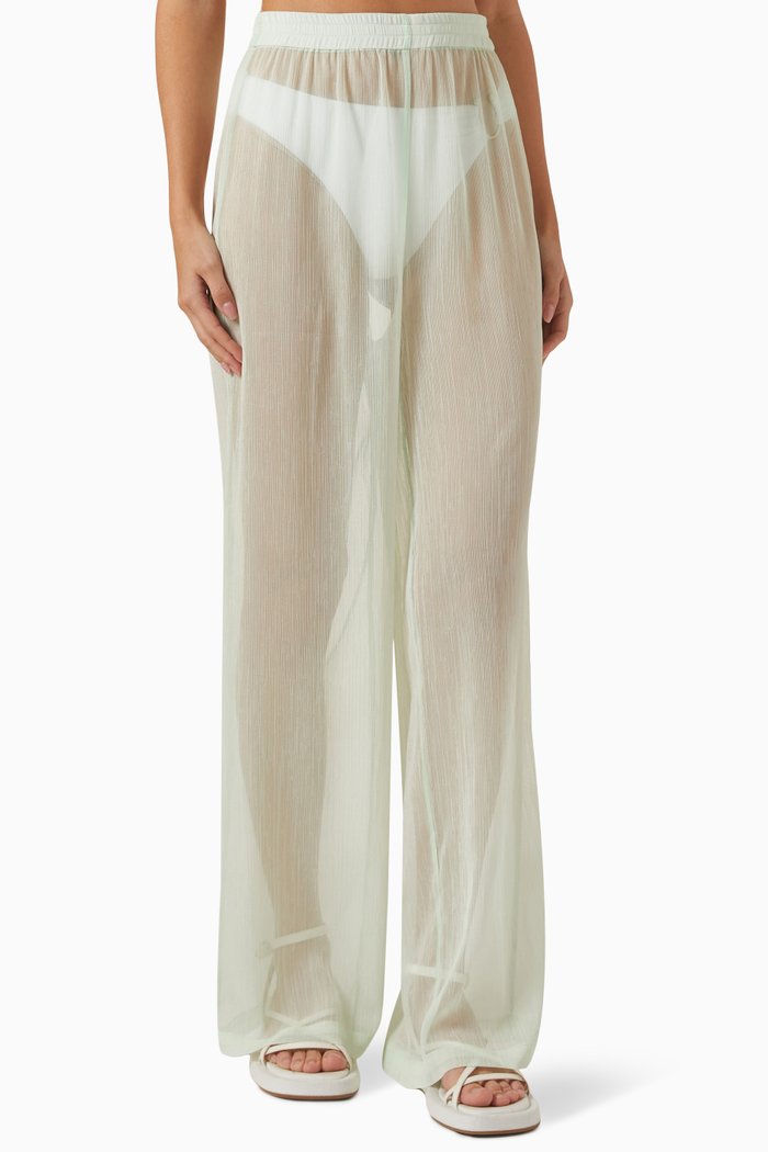 

Mika Sheer Relaxed Pants, Green