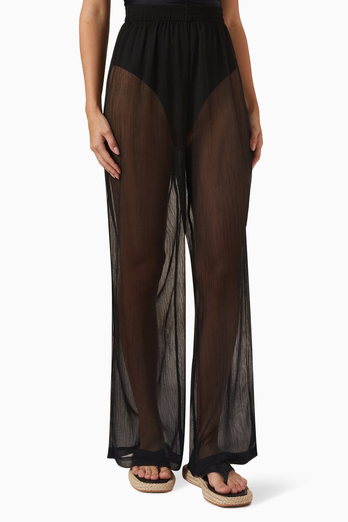 

Mika Sheer Relaxed Pants, Black