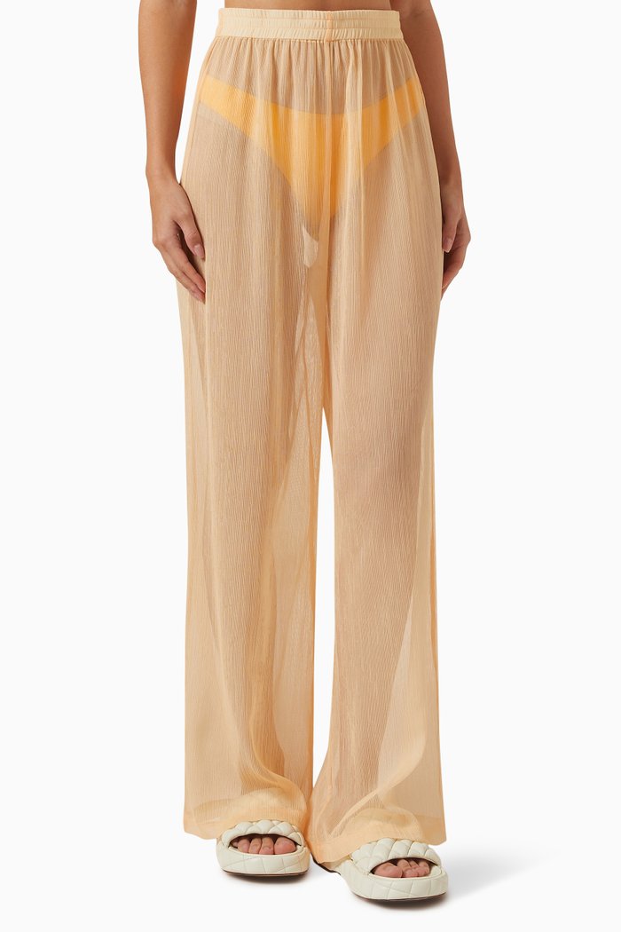 

Mika Sheer Relaxed Pants, Yellow