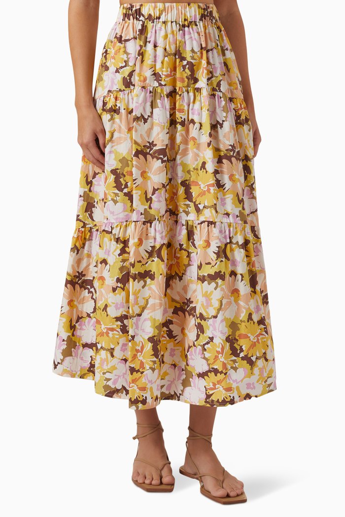 

Zoey Midi Skirt in Cotton Poplin, Brown