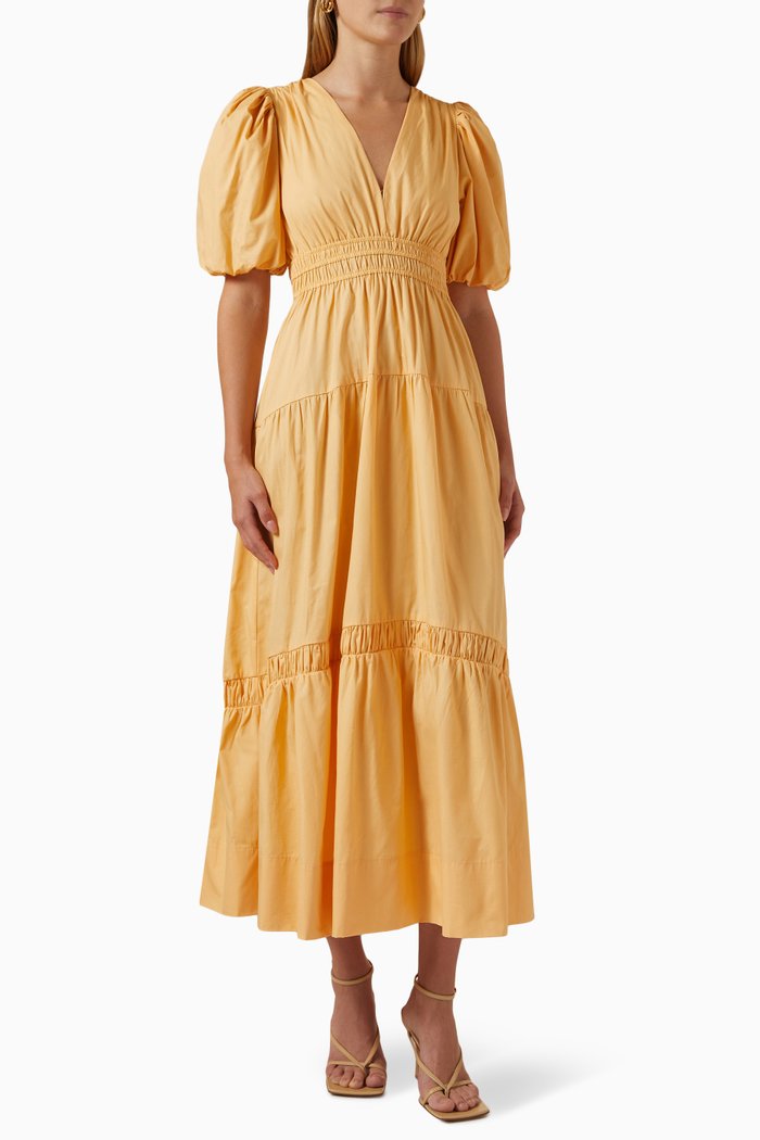 

Piper Midi Dress in Cotton, Orange