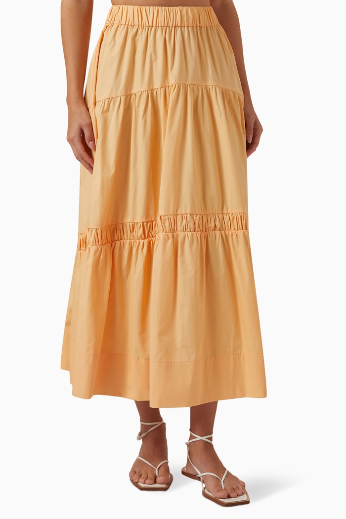 

Piper Midi Skirt in Cotton, Orange
