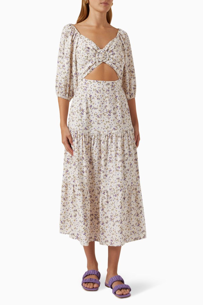 Hailey Midi Dress in Viscose-blend, Neutral
