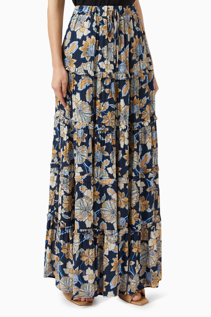 

Quinn Maxi Skirt in Viscose, Blue