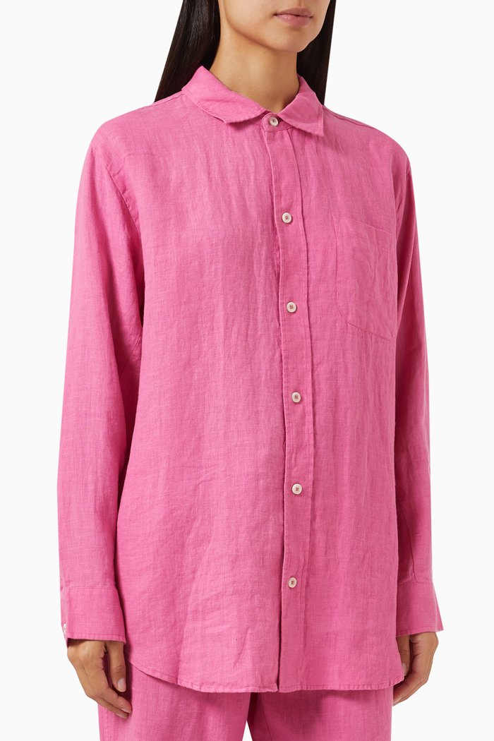 

Lounge Shirt in Linen, Pink