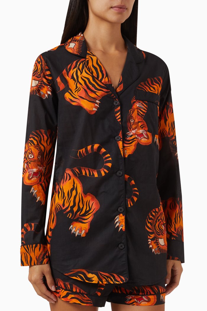 

Rayas-print Signature Pyjama Set in Cotton, Black