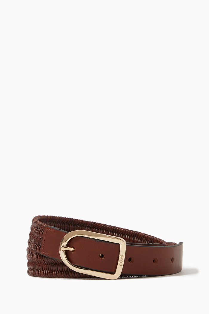 

Colette Buckle Belt in Italian Leather, Brown