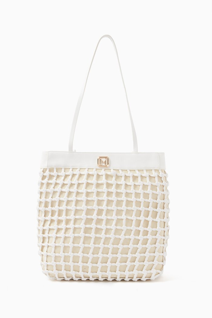 

Trofeo Weave Shoulder Bag in PU coating, White