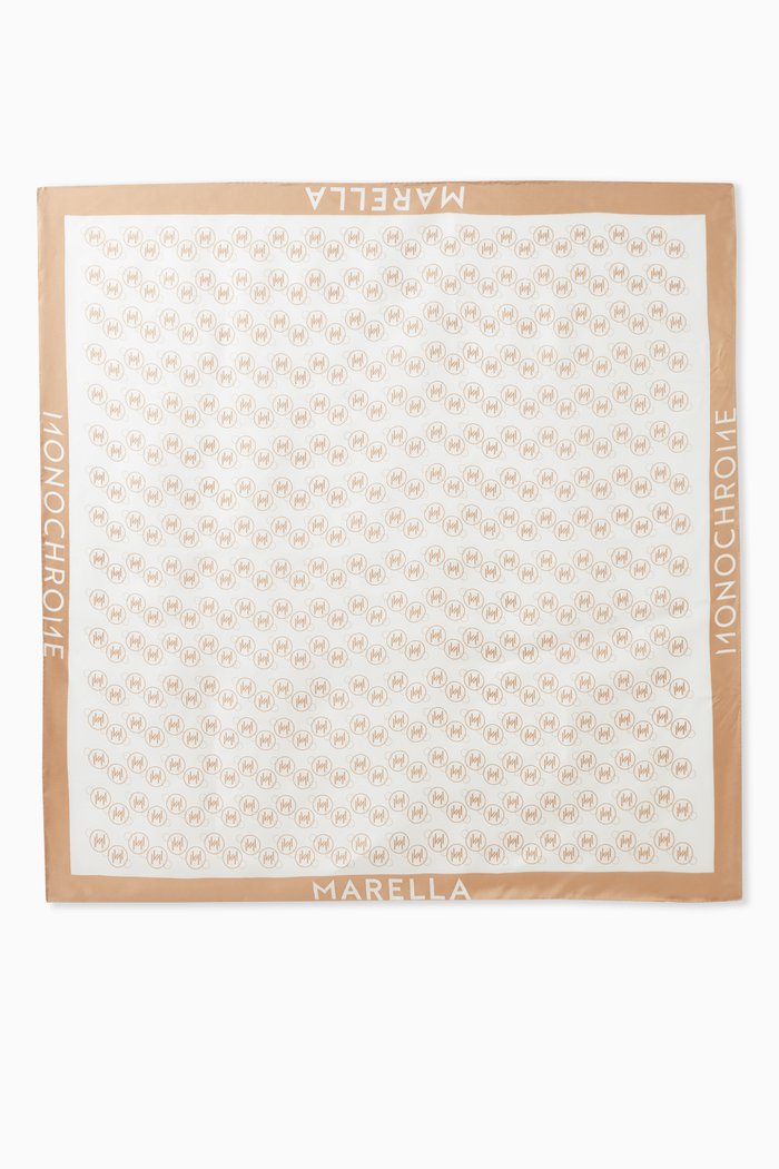

Bonbon Logo Scarf in Woven Silk, Brown