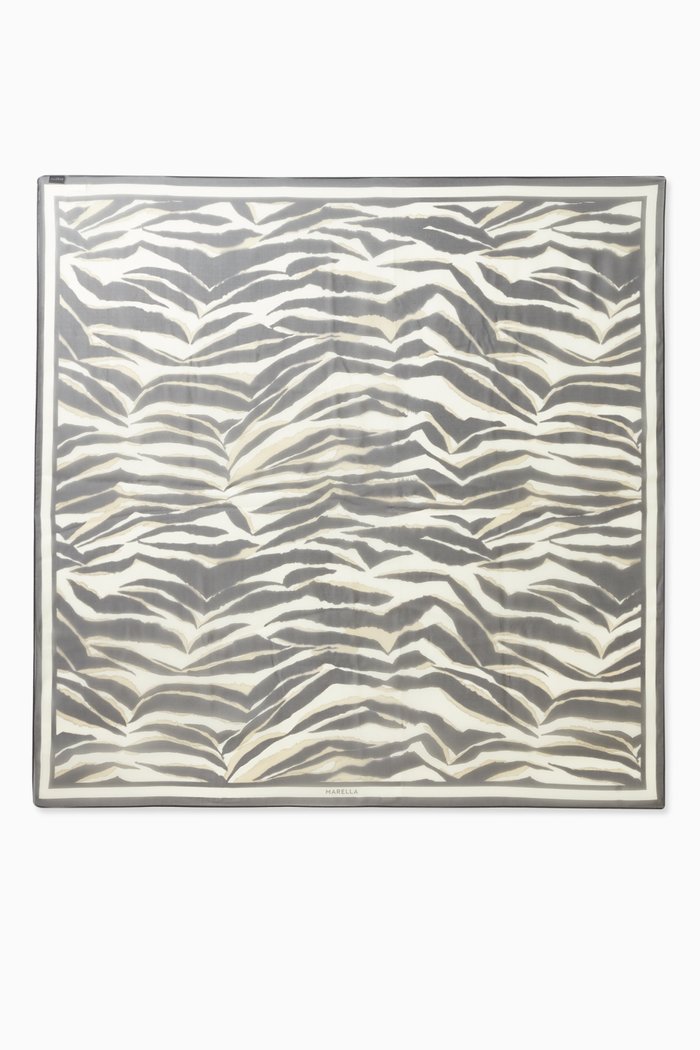 

Duilia Patterned Scarf in Silk, Brown